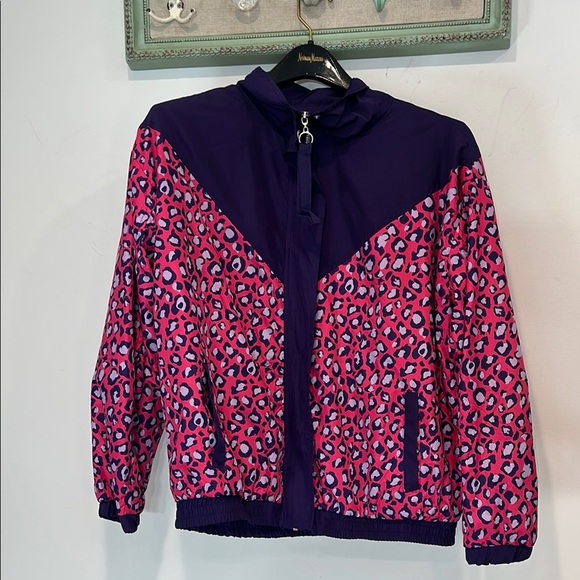 Frank Cheetah Lisa animal print Purple Pink Leopard lightweight Jacket women M - Picture 8 of 10